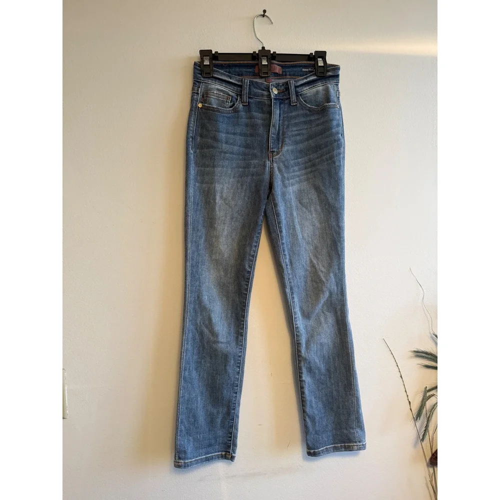 Judy Blue‎ Skinny Fit Capri Jeans Medium Wash High Rise Denim Size 5/27